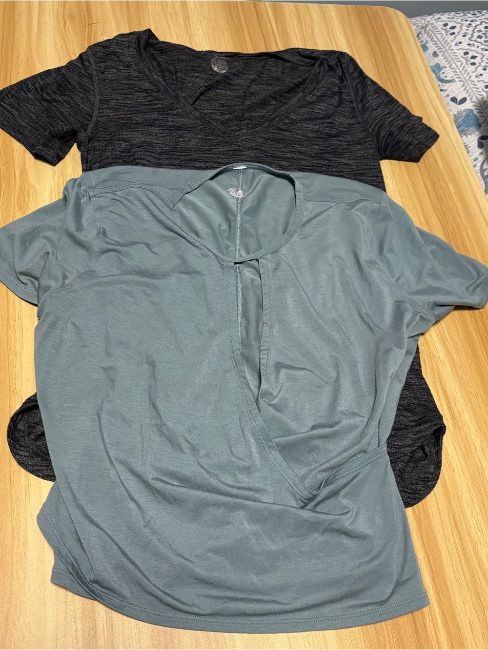 Two Lululemon Short Sleeve Tops - Gray Green yoga running workout summer Small